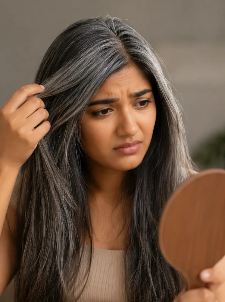 Herbal hair colouring suitable for people with grey or prematurely greying hair