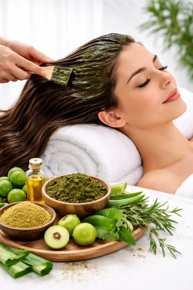 Natural herbal colouring to cover grey hair while nourishing the scalp